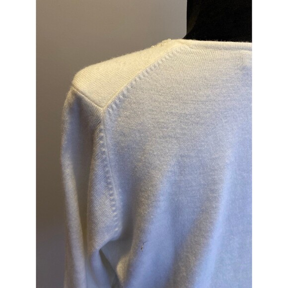 Croft & Barrow Cardigan Sweater Sz Large Attached Jacket Cream Embroidered Edge - Picture 8 of 12